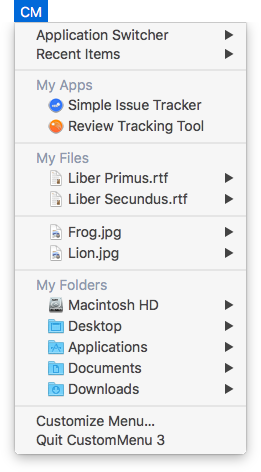 CustomMenu's 3 menu CustomMenu - Menu Example Image