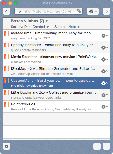 Bookmarks Screenshot